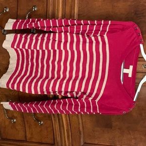 Like new hot pink and beige striped sweater